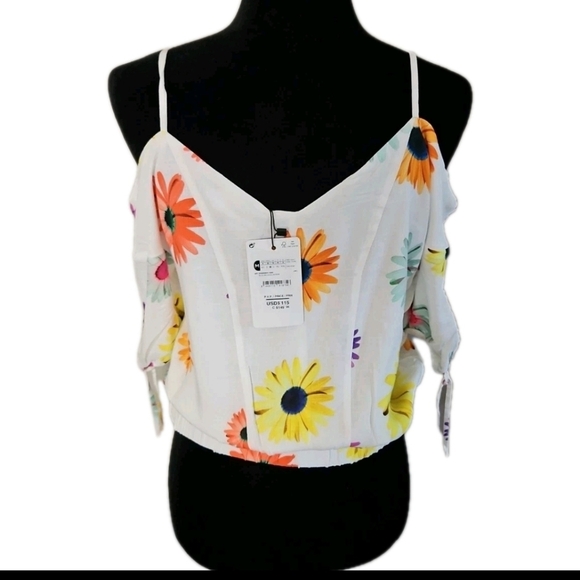 Desigual Womens Short Gathered Floral Blouse M - Picture 7 of 16